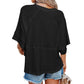 ☀️2026 HOT SALE 50% OFF💃🌸  Women's Solid Color Splicing Loose Five Points Flare Sleeve T-Shirt
