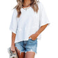☀️2026 HOT SALE 50% OFF💃🌸  Women's Solid Color Splicing Loose Five Points Flare Sleeve T-Shirt