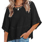 ☀️2026 HOT SALE 50% OFF💃🌸  Women's Solid Color Splicing Loose Five Points Flare Sleeve T-Shirt