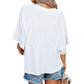 ☀️2026 HOT SALE 50% OFF💃🌸  Women's Solid Color Splicing Loose Five Points Flare Sleeve T-Shirt