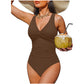👙 Women’s Ruched Tummy Control Swimsuit – Supportive Wide Straps, Full Coverage & Beach-Ready Style
