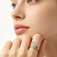 💍 Two-Tone Layered Heart Ring – Gold & Silver Finish, Puffy Heart Design & Stacked Band Style