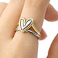 💍 Two-Tone Layered Heart Ring – Gold & Silver Finish, Puffy Heart Design & Stacked Band Style