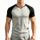 💪 50% OFF 👕 Men’s Two-Tone Athletic T-Shirt – V-Notch Collar, Raglan Sleeve Design & All-Day Comfort 🔥