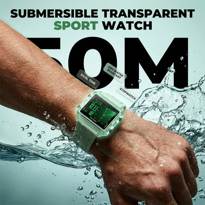 ⌚ 50% OFF NOW! 💧 Transparent Digital Watch – 50M Waterproof, Luminous Display & Hybrid Time – Style Meets Function ✨