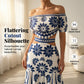 🌺 LIMITED-TIME 48% OFF! 💥 Women's Off-Shoulder Midi Dress – Daisy Print, Waist Cutout & Flattering Flowy Fit – Tropical Chic 💃