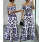 🌺 LIMITED-TIME 48% OFF! 💥 Women's Off-Shoulder Midi Dress – Daisy Print, Waist Cutout & Flattering Flowy Fit – Tropical Chic 💃