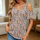 🔥 LIMITED-TIME 50% OFF 🌸 Women’s Printed Cold Shoulder V-Neck Top – Flattering V-Neck, Feminine Cut-Out Shoulders & Summer-Ready Prints