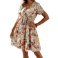 🛒 SUMMER READY 🌸 Women’s Summer Floral V-Neck Short Sleeve Dress | Lightweight Feel, Short Sleeves & Romantic Floral Print