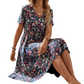 🛒 SUMMER READY 🌸 Women’s Summer Floral V-Neck Short Sleeve Dress | Lightweight Feel, Short Sleeves & Romantic Floral Print