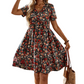 🛒 SUMMER READY 🌸 Women’s Summer Floral V-Neck Short Sleeve Dress | Lightweight Feel, Short Sleeves & Romantic Floral Print