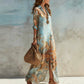 🎁New Arrival 60% OFF💥Elegant Retro Print Maxi Dress | Boho V-Neck Button-Down Flowy Gown | Breathable Summer Beach Holiday Dress