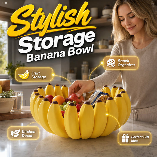 🍌 Creative Banana Shape Fruit Bowl , Cute Countertop Fruit Holder for Kitchen, Table & Home Decor