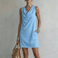 🏆LAST DAY SALE 50% OFF🔥⏰ Elegant Slim Fit Cowl Neck Dress – Sleeveless, Side Pockets, Versatile ✨