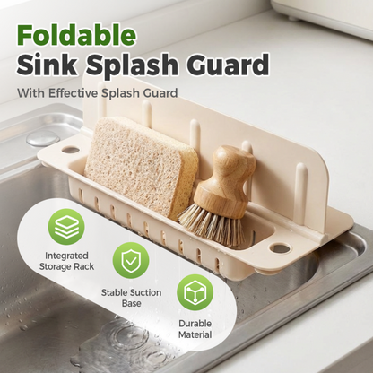 💧 Foldable Sink Splash Guard with Suction Cups | Kitchen Splash Shield for Sink, Faucet and Countertop Protection
