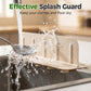 💧 Foldable Sink Splash Guard with Suction Cups | Kitchen Splash Shield for Sink, Faucet and Countertop Protection