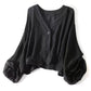 🌈🌕Women's Lightweight Sun Protection Shirt – Deep V-Neck, Lantern Sleeves, Sheer Layer ☀️