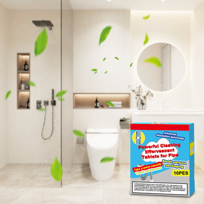 🧼🚿 Fizzing drain cleaner tablets – dissolve clogs, deodorize, safe for pipes!