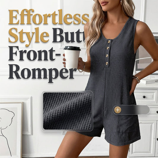 👗☀️ LIMITED-TIME 53% OFF! Women’s Waffle-Knit Button-Front Romper – Breathable Comfort, Deep Pockets & Relaxed Summer Fit ✨