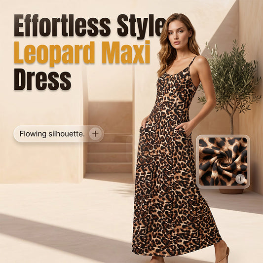 🌿🐆 SUMMER SALE 55% OFF! Leopard Print Maxi Dress – Soft Breathable Fabric, Elegant Drape and Easy Day to Night Style 👗