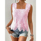 ☀️ EFFORTLESS ELEGANCE 👚 Women’s Lace Tank Top – Square Neckline, Scalloped Hem & Day-to-Night Style ✨