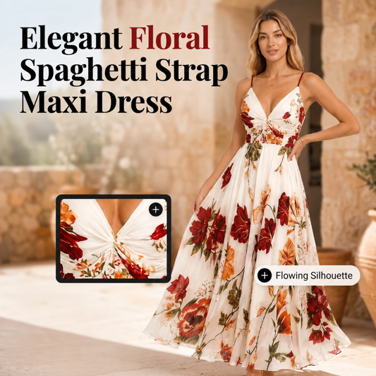 🌺 NEW ARRIVAL 👗 Women’s Floral Maxi Dress – Adjustable Thin Straps, Flowing Silhouette & Summer Elegance ✨