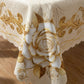 🌹✨  Waterproof Gold Rose Tablecloth – Elegant Embossed Effect, Stain-Resistant Finish & Easy-Clean Design 🏡