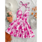 👗🌸 LIMITED-TIME 50% OFF! Women’s Halter Tie-Neck Printed Mini Dress – Lace-Up Front, Smocked Back & Tiered Ruffle Skirt ✨