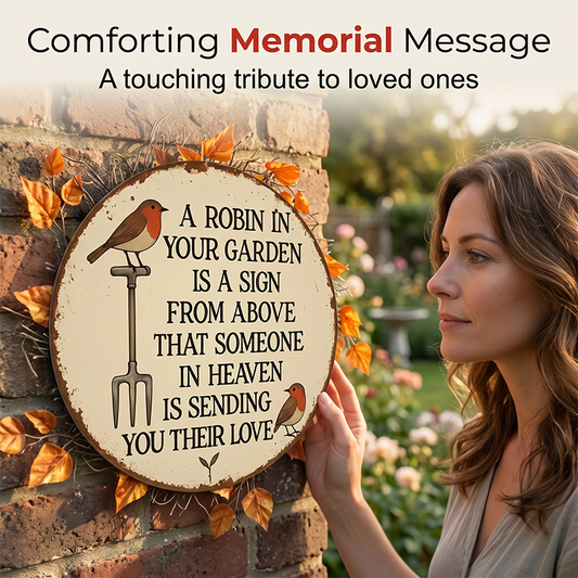 🌿 RUSTIC HOME ACCENT 🐦 Wooden Robin Memorial Sign – Vintage Finish, Comforting Sentiment & Versatile Display