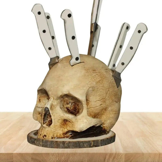 🎃🔥 FLASH SALE — 50% OFF 🔪 Gothic Skull Knife Holder – Durable Resin, Versatile Knife Storage & No Installation