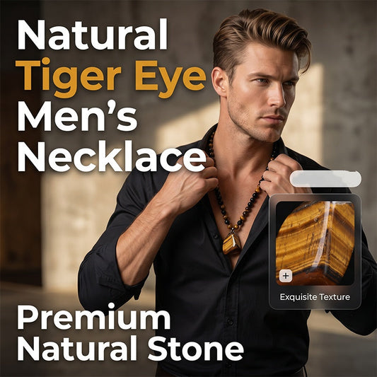 🐯🔥 LIMITED TIME 52% OFF! Men’s Natural Tiger Eye Beaded Necklace – Hand Woven Cord, Smooth Polished Beads & Bold Everyday Style ✨