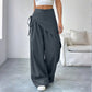 Asymmetrical Wrap Waist Wide-Leg Trousers