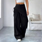 Asymmetrical Wrap Waist Wide-Leg Trousers