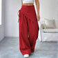 Asymmetrical Wrap Waist Wide-Leg Trousers