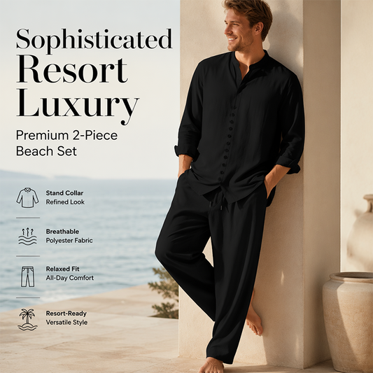 ☀️👔 LIMITED-TIME 56% OFF! Men’s Minimalist Shirt & Trousers Set – Breathable Blend, Relaxed Fit & Modern Button Detail ✨