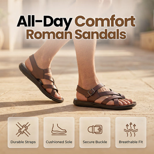 ☀️ LIMITED TIME 50% OFF! Men’s Adjustable Roman Sandals – Soft Flexible Sole, Secure Buckle Fit and Versatile Summer Style