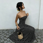📢📢50% OFF !! 👗 WOMEN'S OFF-SHOULDER POLKA DOT DRESS — Flattering Ruched Waist & Flowing A-Line Evening Wear ✨