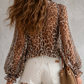 🐆✨ LIMITED TIME 50% OFF! Women’s V Neck Leopard Print Top – Chic Tie Front, Ruffled Cuffs and Lightweight Relaxed Fit