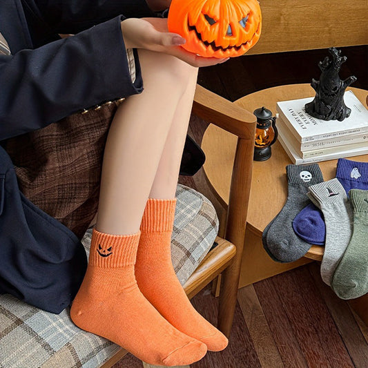 🎃🧦 LIMITED TIME 50% OFF! 5 Pairs of Breathable Halloween Crew Socks – Soft Cotton Blend, Sweat Wicking Comfort and Playful Pumpkin Style