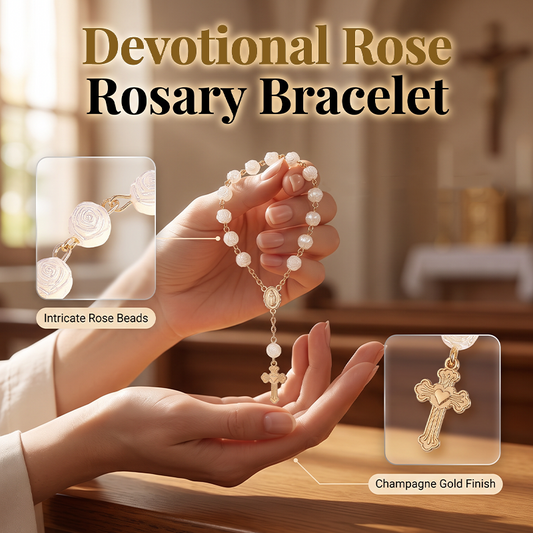 🌸✨ LIMITED TIME 50% OFF! Elegant Rose Rosary Bracelet🌸 – Detailed Crucifix, Floral Beads and Meaningful Faith Inspired Style
