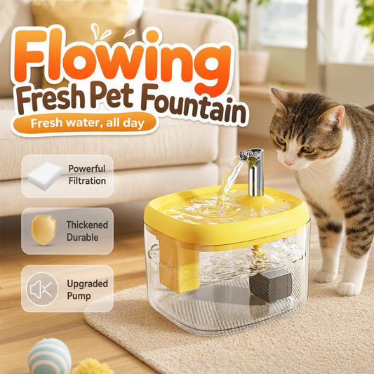 🐾💧 LIMITED TIME 51% OFF! Flowing Pet Water Fountain – Food Grade PET Bowl, Visible Water Level and Easy Clean Design