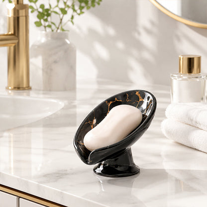 💧 Self-Draining Ceramic Soap Dish — 45° Tilt Design Drains Water Instantly