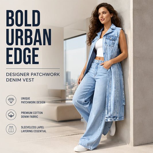 👗👖 LIMITED-TIME 50% OFF! Women’s Sleeveless High-Slit Denim Vest Dress – Irregular Longline Cut, Premium Denim & Bold Layered Style ✨