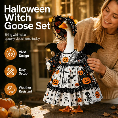 🎃👻 LIMITED-TIME 50% OFF! Halloween Porch Goose Costume Set – Witch & Pumpkin Design, Festive Fabric Outfit for Yard Decor 🏠