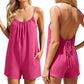 👗☀️ Women’s Backless Summer Romper – Lightweight Fabric, Adjustable Tie Straps & Relaxed Fit ✨