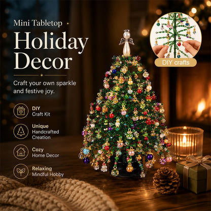 🔥Hot Sale 50% OFF🔥 Elegant Beaded Mini Christmas Tree – Collector's Holiday Decor Set, Tabletop 🎄