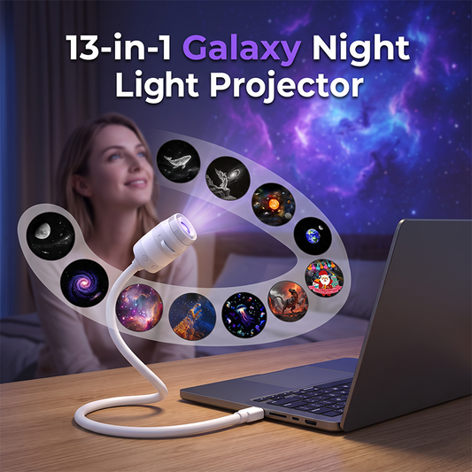 🌌✨ LIMITED-TIME 50% OFF! 13-in-1 Galaxy Projector Lamp – Interchangeable Starry Discs, Flexible Gooseneck & Adjustable Projection