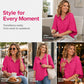 🌸👚 LIMITED-TIME 51% OFF! Women’s Textured Split V-Neck Tunic Top – Breezy Batwing Sleeves, Relaxed Fit & All-Day Comfort ✨