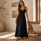 👗☀️ LIMITED-TIME 52% OFF! Women’s Empire-Waist Maxi Dress – Ruched V-Neck, Flowy Ankle-Length Skirt & Stretch Comfort ✨