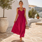 👗☀️ LIMITED-TIME 52% OFF! Women’s Empire-Waist Maxi Dress – Ruched V-Neck, Flowy Ankle-Length Skirt & Stretch Comfort ✨
